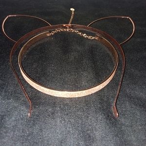 Rose gold cat ear headband with choker